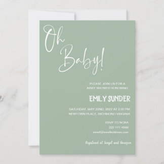 Sage Green Baby shower Invitation Kaart