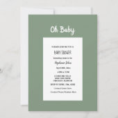Sage Green Baby shower QR Code Eenvoudig Minimaal Kaart (Voorkant)