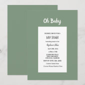 Sage Green Baby shower QR Code Eenvoudig Minimaal Kaart (Voorkant / Achterkant)