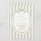 Sage Green Baby Sprinkle Invitation – Neutral Kaart (Voorkant / Achterkant)