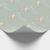 Sage Green Baby Sprinkle Script Baby shower Cadeaupapier (Hoek)