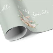 Sage Green Baby Sprinkle Script Baby shower Cadeaupapier (Rol Hoek)