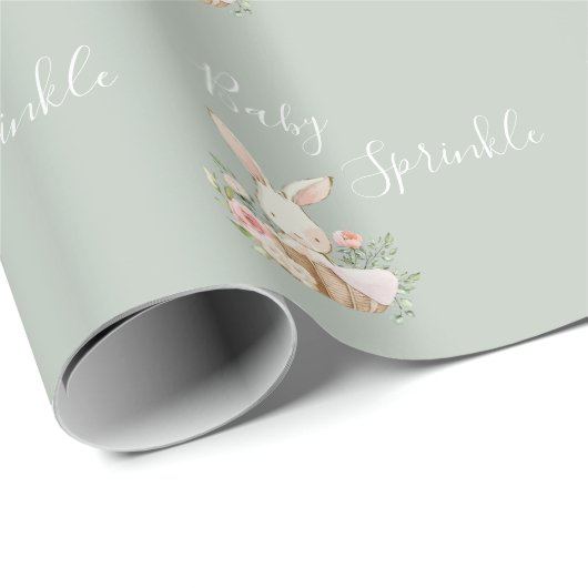 Sage Green Baby Sprinkle Script Baby shower Cadeaupapier (Rol Hoek)