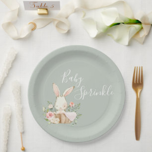 Sage Green Baby Sprinkle Script Baby shower Papieren Bordje