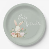 Sage Green Baby Sprinkle Script Baby shower Papieren Bordje (Voorkant)