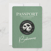Sage Green Bahama's Paspoort Huwelijksuitnodiging Kaart (Achterkant)