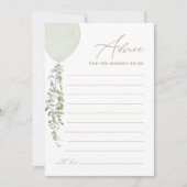 Sage Green Balloon Baby shower Advies Kaart (Voorkant)