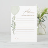 Sage Green Balloon Baby shower Advies Kaart (Staand voorkant)