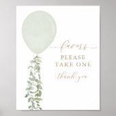 Sage Green Balloon Baby shower Favorieten Sign Poster (Voorkant)