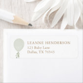 Sage Green Balloon Baby shower retouradres Etiket (Insitu)