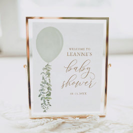 Sage Green Balloon Baby shower Welkomstbord Poster