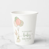 Sage Green Balloon Bunny Rabbit Baby shower Papieren Bekers (Voorkant)