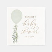 Sage Green Balloon Eucalyptus Baby shower Servet (Voorkant)