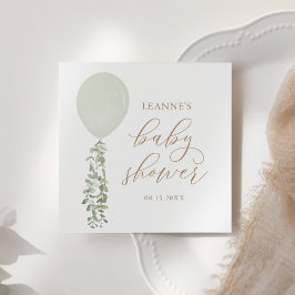 Sage Green Balloon Eucalyptus Baby shower Servet