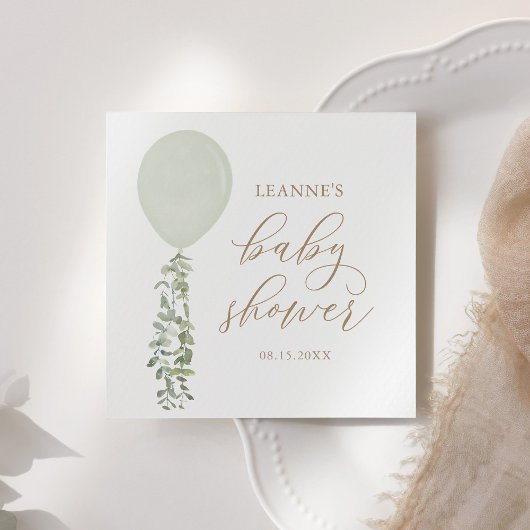 Sage Green Balloon Eucalyptus Baby shower Servet