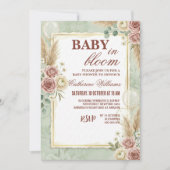 Sage Green Balloons Floral Baby Shower Kaart (Voorkant)