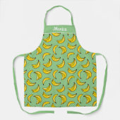 Sage Green Banana Fruit Design Whimsical Kitchen Schort (Voorkant)