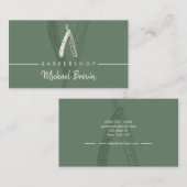 Sage Green Barbershop Design Razor Master Hair Visitekaartje (Voorkant / Achterkant)