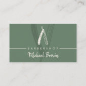 Sage Green Barbershop Design Razor Master Hair Visitekaartje (Voorkant)