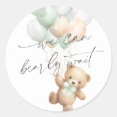 Sage Green Barly Wachten Modern Gender Neutraal Ronde Sticker (Voorkant)