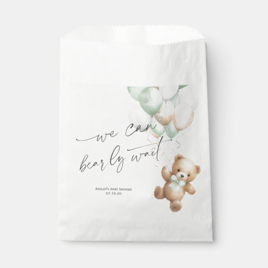 Sage Green Barly Wachten Modern Neutraal baby show Bedankzakje (Voorkant)