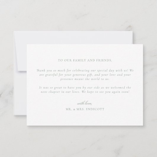 Sage Green Barok Monogram Crest Wedding Bedankkaart (Achterkant)