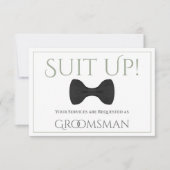 Sage Green Be My Groomsman Fun Bow Stropdas Kaart (Voorkant)