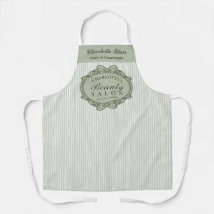 Sage Green Beauty Salon Vintage Frame Cosmetologie Schort
