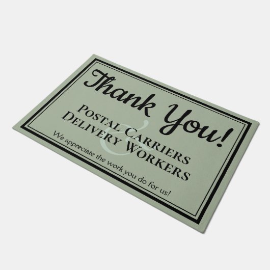 Sage Green Bedankt Post- en bezorgers Deurmat (Schuin)