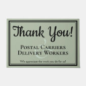 Sage Green Bedankt Post- en bezorgers Deurmat (Voorkant)