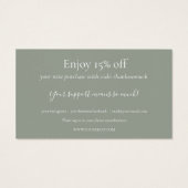 Sage Green Bedankt voor het winkelen korting Kaart (Achterkant)