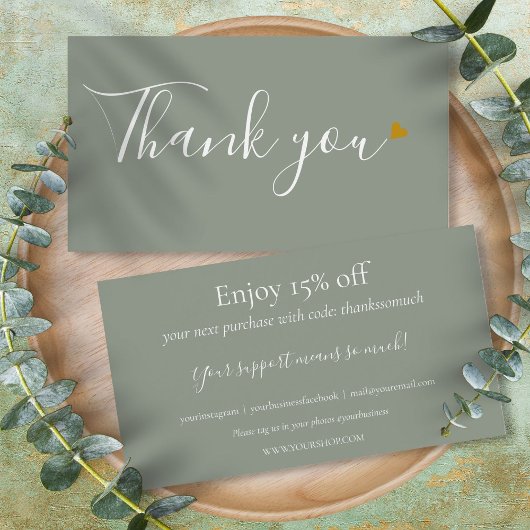 Sage Green Bedankt voor het winkelen korting Kaart