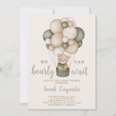Sage Green Beer Baby shower Boy Invitation Kaart (Voorkant)