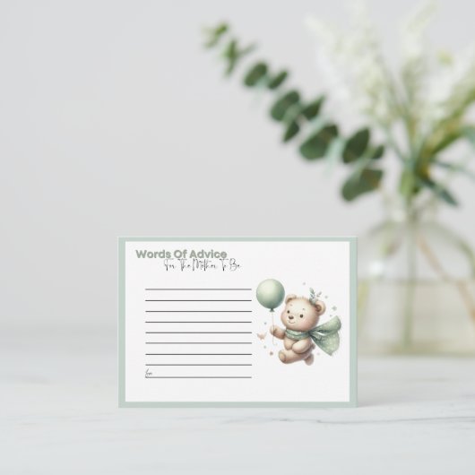 Sage Green Beer Baby shower Woorden van Advies Kaa (Staand voorkant)