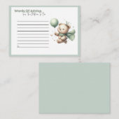 Sage Green Beer Baby shower Woorden van Advies Kaa (Voorkant / Achterkant)