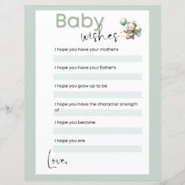 Sage Green Beer Baby Wishes Baby shower Game