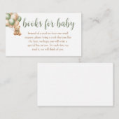 Sage Green Beer Balloon Baby shower Boeken voor Ba Informatiekaartje (Voorkant / Achterkant)