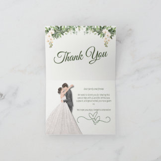 Sage Green & Beige Botanical Floral Wedding Thank  Bedankkaart