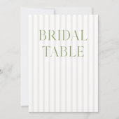 Sage Green & Beige Bruids Tafel Nummer Kaart (Voorkant)