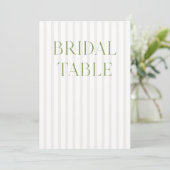 Sage Green & Beige Bruids Tafel Nummer Kaart (Staand voorkant)