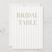 Sage Green & Beige Bruids Tafel Nummer Kaart (Achterkant)