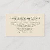 Sage Green Beige Dog Cat Bird Pet Sitter Visitekaartje (Achterkant)