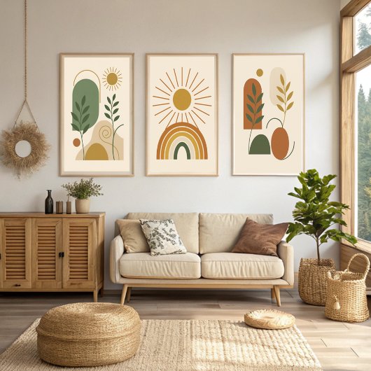 Sage Green & Beige Minimalistische Botanische Boho Poster