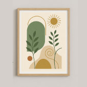 Sage Green & Beige Minimalistische Botanische Boho Poster