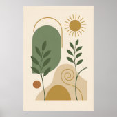 Sage Green & Beige Minimalistische Botanische Boho Poster (Voorkant)