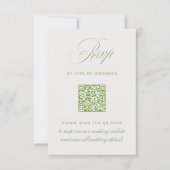 Sage Green & Beige QR Code RSVP Wedding Kaart (Voorkant)