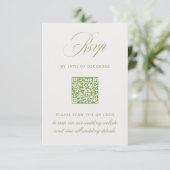 Sage Green & Beige QR Code RSVP Wedding Kaart (Staand voorkant)