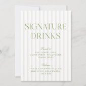 Sage Green & Beige Signature Drinken Menu Kaart (Voorkant)