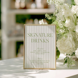 Sage Green & Beige Signature Drinken Menu Kaart