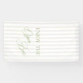 Sage Green & Beige Stripe Wedding Open Bar Banner (Horizontaal)